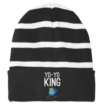 Yoyo King Crown Funny Yoyo Enthusiast Gift Striped Beanie with Solid Band