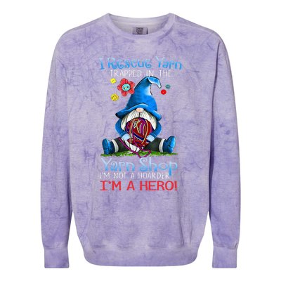 Yarn Knitting Crochet Hoarder Gnome Funny Gift Apparel Colorblast Crewneck Sweatshirt