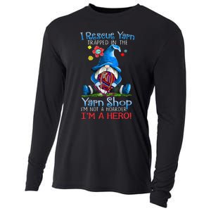 Yarn Knitting Crochet Hoarder Gnome Funny Gift Apparel Cooling Performance Long Sleeve Crew