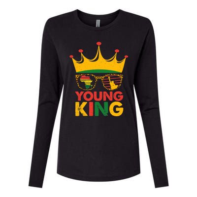 Young King Crown African American Boy 1865 Juneteenth Womens Cotton Relaxed Long Sleeve T-Shirt