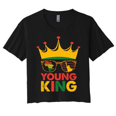 Young King Crown African American Boy 1865 Juneteenth Women's Crop Top Tee