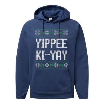 Yippee kiyay  funny Christmas  Performance Fleece Hoodie