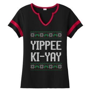 Yippee kiyay  funny Christmas Ladies Halftime Notch Neck Tee