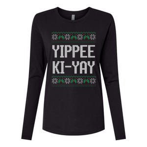 Yippee kiyay  funny Christmas Womens Cotton Relaxed Long Sleeve T-Shirt