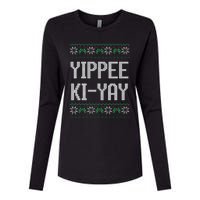 Yippee kiyay  funny Christmas Womens Cotton Relaxed Long Sleeve T-Shirt