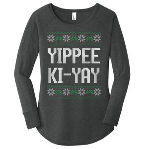 Yippee kiyay  funny Christmas Women's Perfect Tri Tunic Long Sleeve Shirt