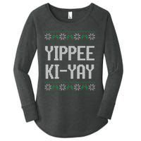 Yippee kiyay  funny Christmas Women's Perfect Tri Tunic Long Sleeve Shirt