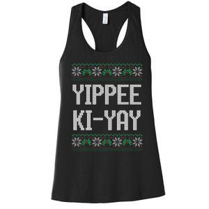 Yippee kiyay  funny Christmas Women's Racerback Tank