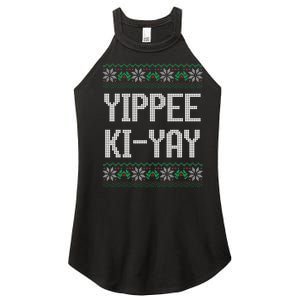 Yippee kiyay  funny Christmas Women's Perfect Tri Rocker Tank