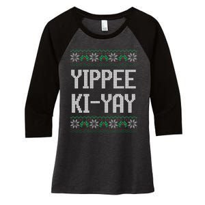 Yippee kiyay  funny Christmas Women's Tri-Blend 3/4-Sleeve Raglan Shirt