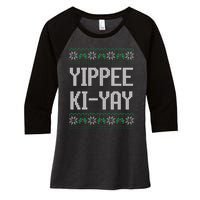 Yippee kiyay  funny Christmas Women's Tri-Blend 3/4-Sleeve Raglan Shirt