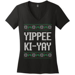 Yippee kiyay  funny Christmas Women's V-Neck T-Shirt