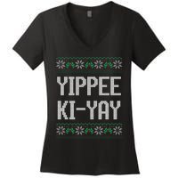 Yippee kiyay  funny Christmas Women's V-Neck T-Shirt