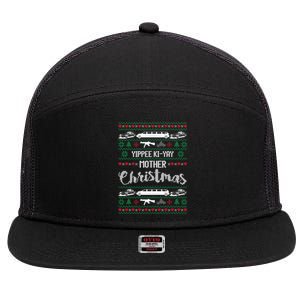 Yipee Ki-yay Funny Christmas Mother Ugly Christmas Sweaters 7 Panel Mesh Trucker Snapback Hat