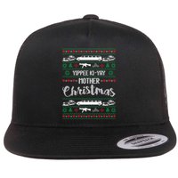 Yipee Ki-yay Funny Christmas Mother Ugly Christmas Sweaters Flat Bill Trucker Hat