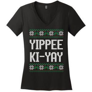 Yippee Kiyay Funny Christmas Women's V-Neck T-Shirt