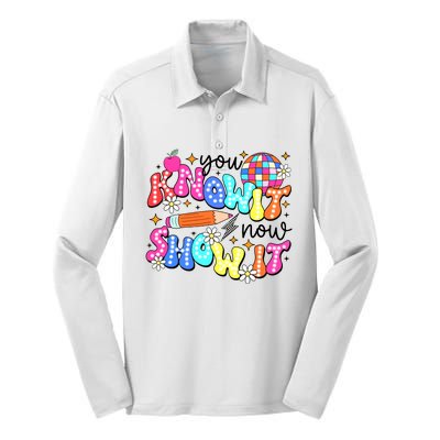 You Know It Now Show It State Testing Silk Touch Performance Long Sleeve Polo