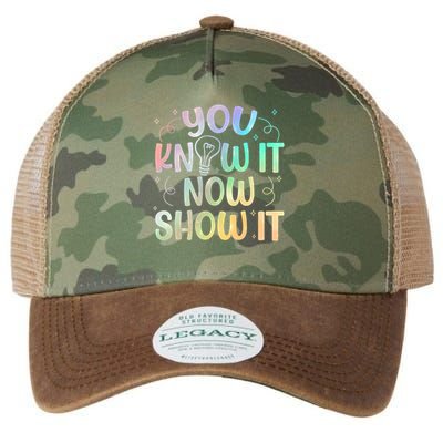 You Know It Now Show It Testing Day Teacher Legacy Tie Dye Trucker Hat