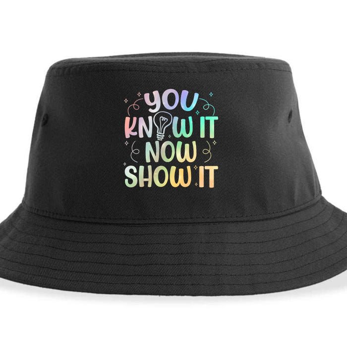 You Know It Now Show It Testing Day Teacher Sustainable Bucket Hat