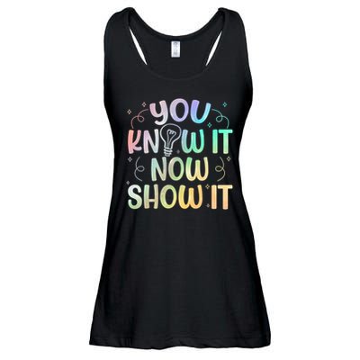 You Know It Now Show It Testing Day Teacher Ladies Essential Flowy Tank