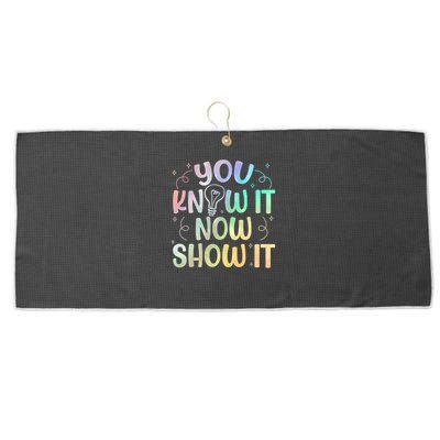 You Know It Now Show It Testing Day Teacher Large Microfiber Waffle Golf Towel