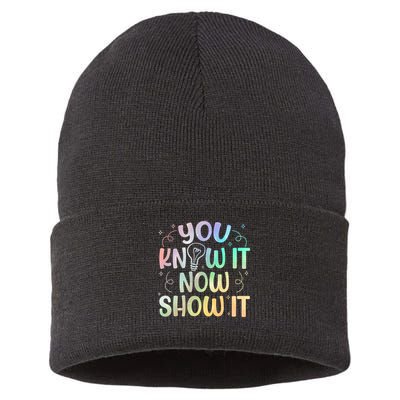 You Know It Now Show It Testing Day Teacher Sustainable Knit Beanie