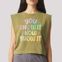 You Know It Now Show It Testing Day Teacher Garment-Dyed Women's Muscle Tee