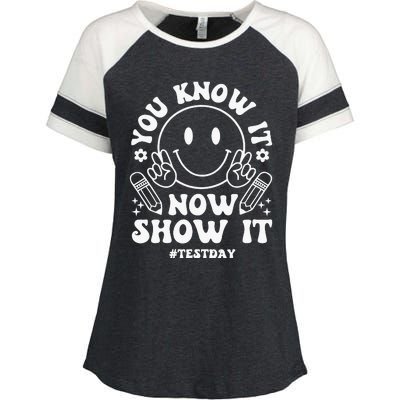 You Know It Now Show It State Testing Day Enza Ladies Jersey Colorblock Tee