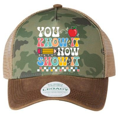 You Know It Now Show It Testing Day Teacher Life Legacy Tie Dye Trucker Hat