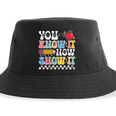 You Know It Now Show It Testing Day Teacher Life Sustainable Bucket Hat