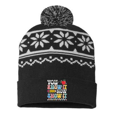 You Know It Now Show It Testing Day Teacher Life USA-Made Snowflake Beanie