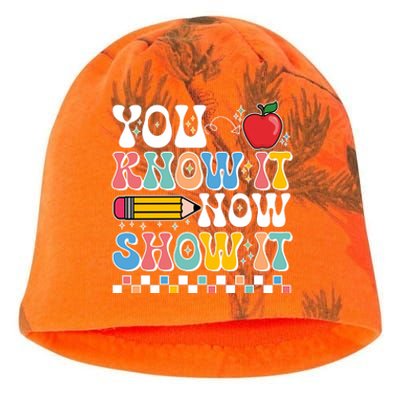 You Know It Now Show It Testing Day Teacher Life Kati - Camo Knit Beanie