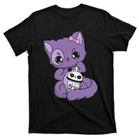 Yami Kawaii Pastel Goth Cute Black Cat With Boba Milk  T-Shirt