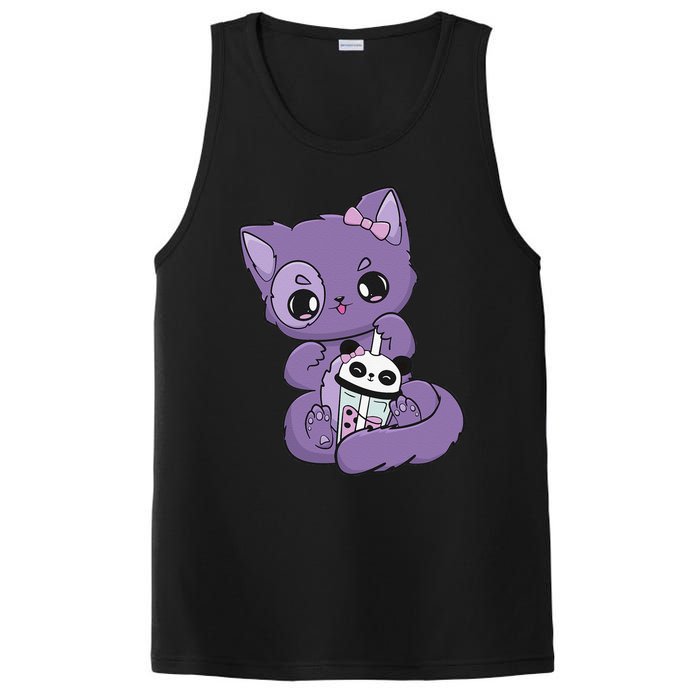 Yami Kawaii Pastel Goth Cute Black Cat With Boba Milk  PosiCharge Competitor Tank