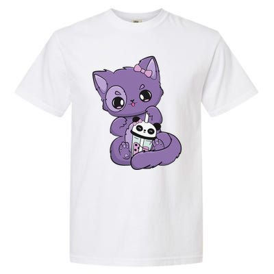 Yami Kawaii Pastel Goth Cute Black Cat With Boba Milk  Garment-Dyed Heavyweight T-Shirt