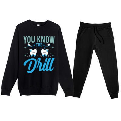 You Know The Drill Funny Oral Dentist Dental Assistant Premium Crewneck Sweatsuit Set