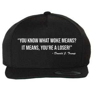 You Know What Woke Means? It Means, You're A Loser! Wool Snapback Cap