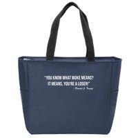 You Know What Woke Means? It Means, You're A Loser! Zip Tote Bag