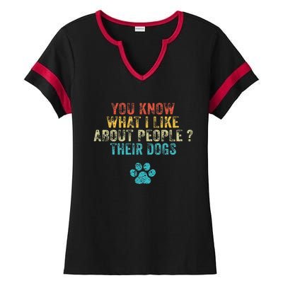 You Know What I Like About People Their Dogs Dog Lover Ladies Halftime Notch Neck Tee