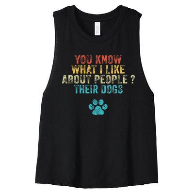 You Know What I Like About People Their Dogs Dog Lover Women's Racerback Cropped Tank