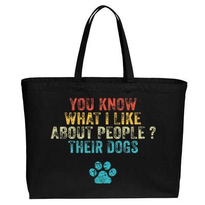 You Know What I Like About People Their Dogs Dog Lover Cotton Canvas Jumbo Tote