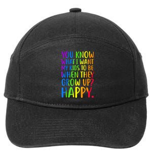 You Know What I Want My Kids To Be When They Grow Up Happy 7-Panel Snapback Hat