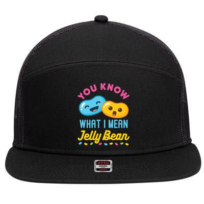 You Know What I Mean Jelly Bean 7 Panel Mesh Trucker Snapback Hat