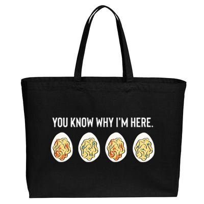 You Know Why I'm Here Thanksgiving Deviled Eggs Fall Cotton Canvas Jumbo Tote