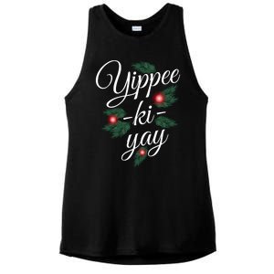 Yippee Ki Yay Christmas Holiday Ladies PosiCharge Tri-Blend Wicking Tank