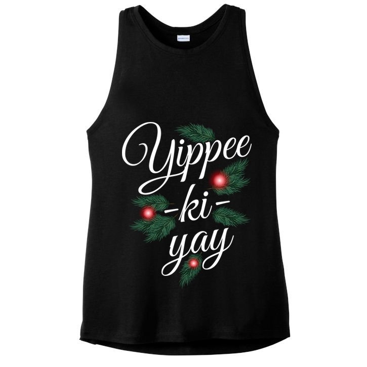 Yippee Ki Yay Christmas Holiday Ladies PosiCharge Tri-Blend Wicking Tank