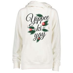 Yippee Ki Yay Christmas Holiday Womens Funnel Neck Pullover Hood