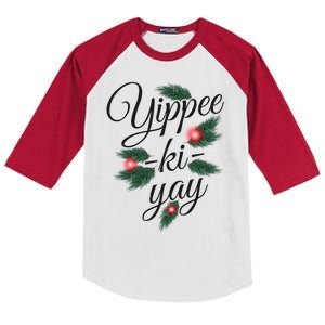 Yippee Ki Yay Christmas Holiday Kids Colorblock Raglan Jersey