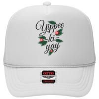 Yippee Ki Yay Christmas Holiday High Crown Mesh Back Trucker Hat