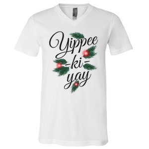 Yippee Ki Yay Christmas Holiday V-Neck T-Shirt